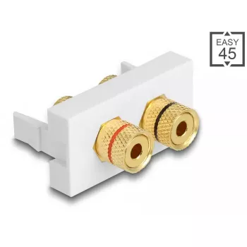 Delock Easy 45 Snap-in-Modul, 2 x Binding Post, roter/schwarzer Farbring, Weiß RAL 9003 (81397)