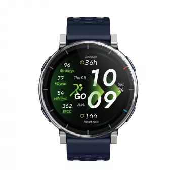 Smartwatch Amazfit W2558GL2N — 1,32 Zoll (3,35 cm) AMOLED 466×466 px, GPS, 365 mAh, Silikonarmband (blau)