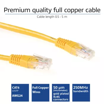 ACT Gelbes 5 Meter U/UTP CAT6 Patchkabel mit RJ45-Steckern