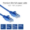 ACT Blau 0,5 Meter LSZH U/UTP CAT6 DataCenter Slimline Patchkabel, rastnasenlos mit RJ45-Steckern