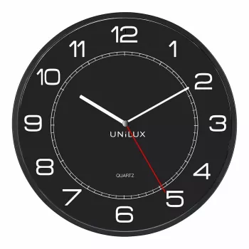 Unilux Mega Quarz Wanduhr, 600 mm, Schwarz