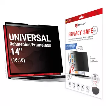 Displex PRIVACY SAFE abnehmbarer 2-Wege-Sichtschutzfilter für Laptop/Notebook (randlos) 14'' (16:10)