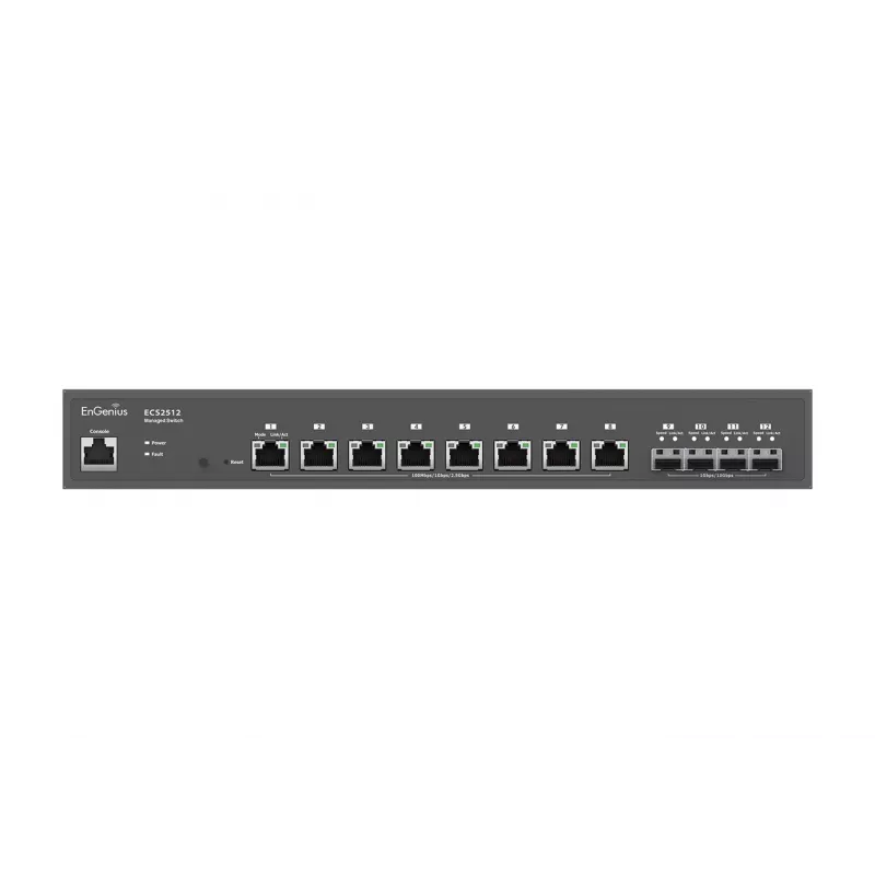 EnGenius Cloud Managed Switch 8-Port 2.5GbE 4xSFP+ L2+ 13i, Managed, L2+, 2.5G Ethernet (100/1000/2500), Vollduplex, Rack-Einbau