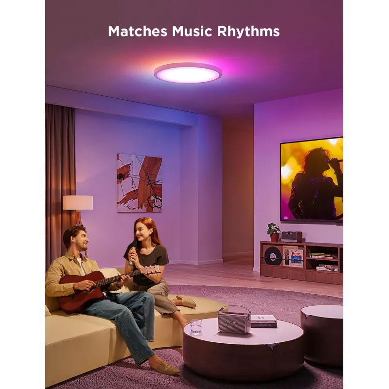 Smart Deckenleuchte Govee 30 cm RGBWW + RGBIC Wi‑Fi/Bluetooth 28 W, weiß, Ø300×30 mm