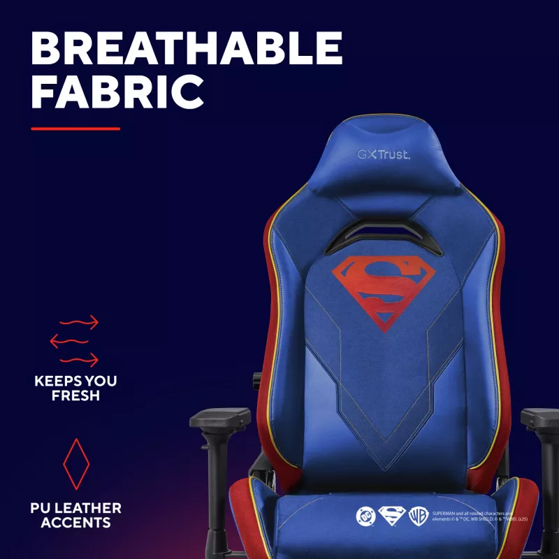 Gaming-Stuhl TRUST RUYA PRO GXT721SM Superman — ergonomisches Design, höhenverstellbar