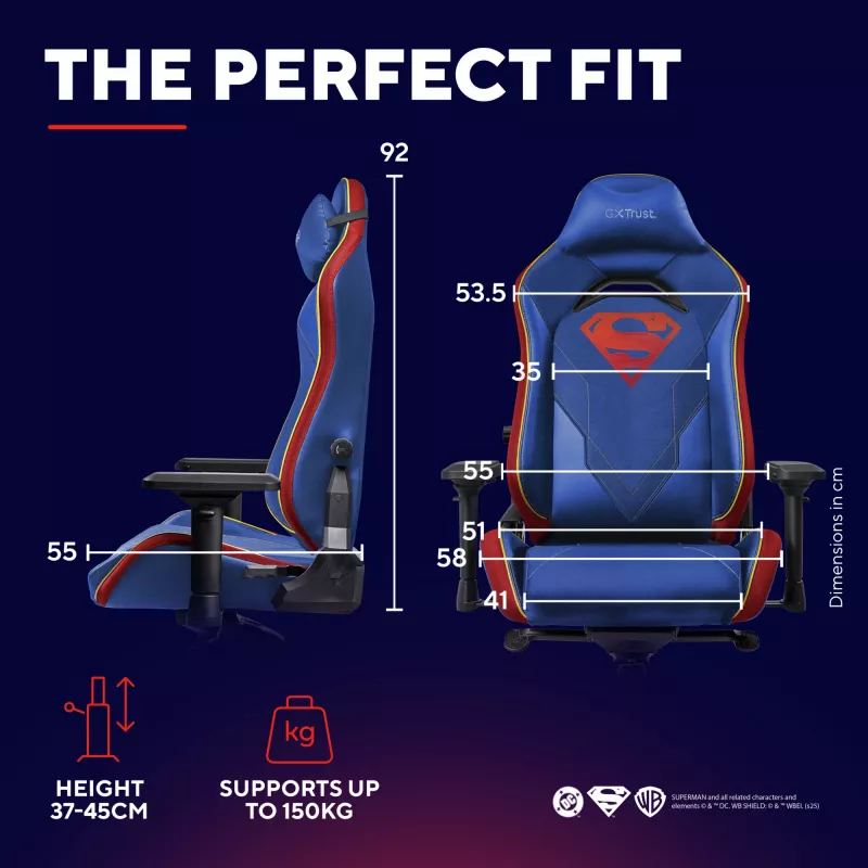 Gaming-Stuhl TRUST RUYA PRO GXT721SM Superman — ergonomisches Design, höhenverstellbar