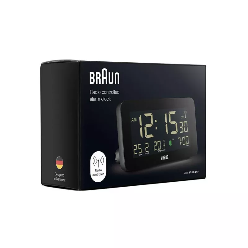 Digitaler Wecker Braun BC10B-DCF Schwarz LCD Batterie AA