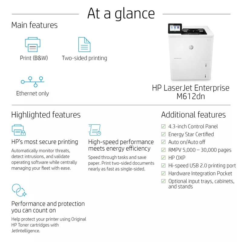 Drucker HP LaserJet Enterprise M612dn Laser Weiß