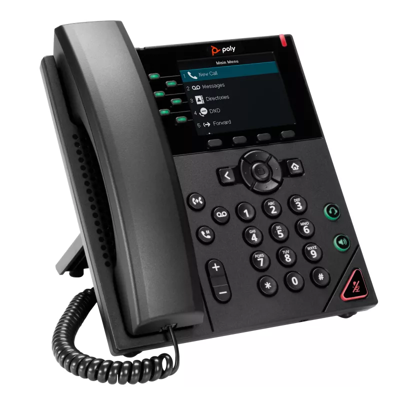 HP Poly VVX 350 6-Line IP Phone and PoE-enabled, IP Phone, Schwarz, Wired handset, 6 lines, LCD, 8.89 cm (3.5 inch)