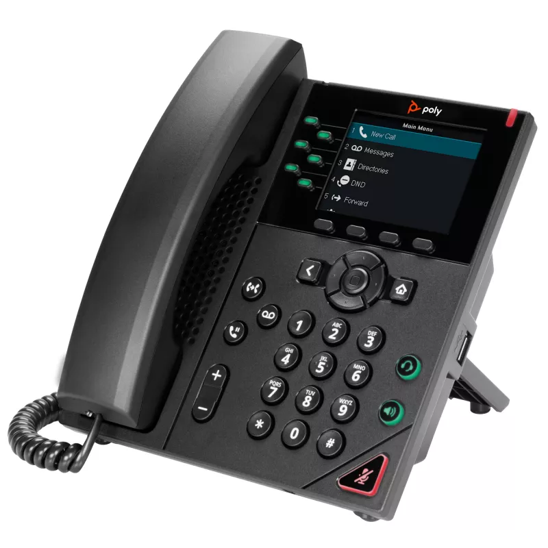 HP Poly VVX 350 6-Line IP Phone and PoE-enabled, IP Phone, Schwarz, Wired handset, 6 lines, LCD, 8.89 cm (3.5 inch)