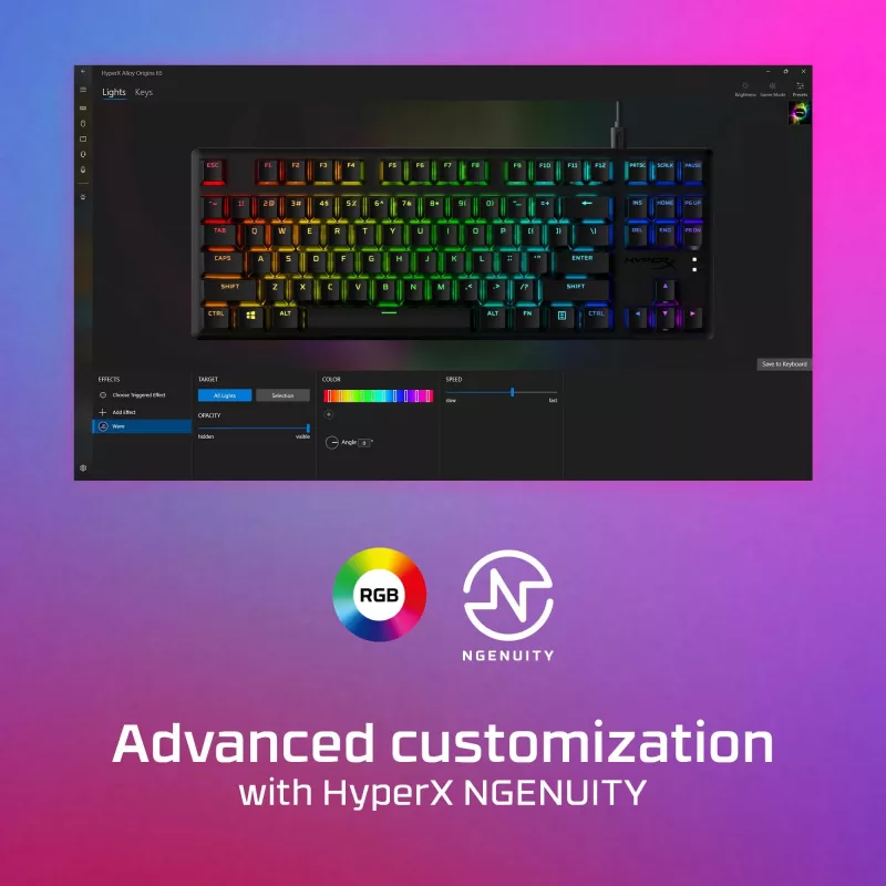 HyperX Alloy Origins Core PBT HX Aqua – Mechanische Gaming-Tastatur