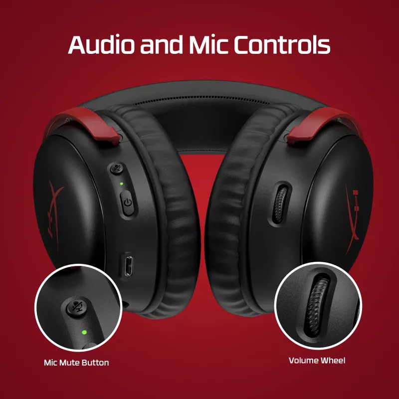 HyperX Cloud III Wireless - Gaming-Headset, Schwarz, China, ohrumschließend, geschlossen, aktiv, 155 mm