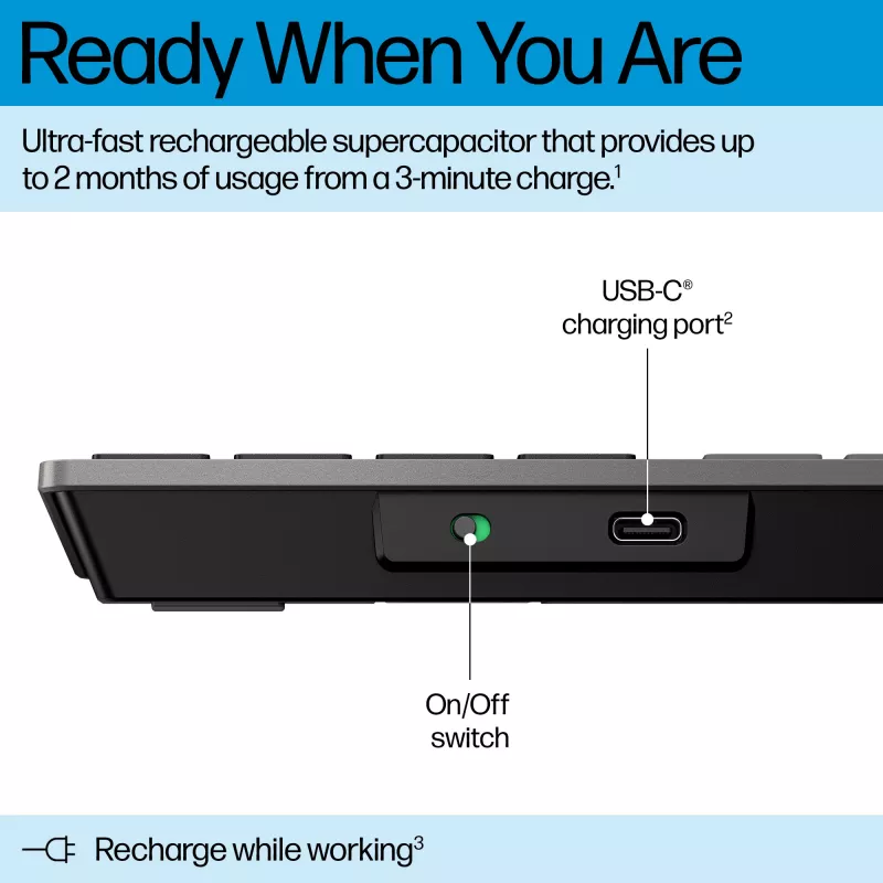 HP 720 Multi-Device Wiederaufladbare Drahtlose Tastatur