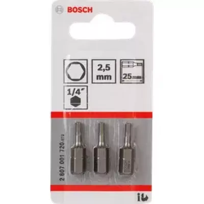Bosch Innensechskant-Bit 2,5 mm extra hart, 3 Stk. (2607001720)