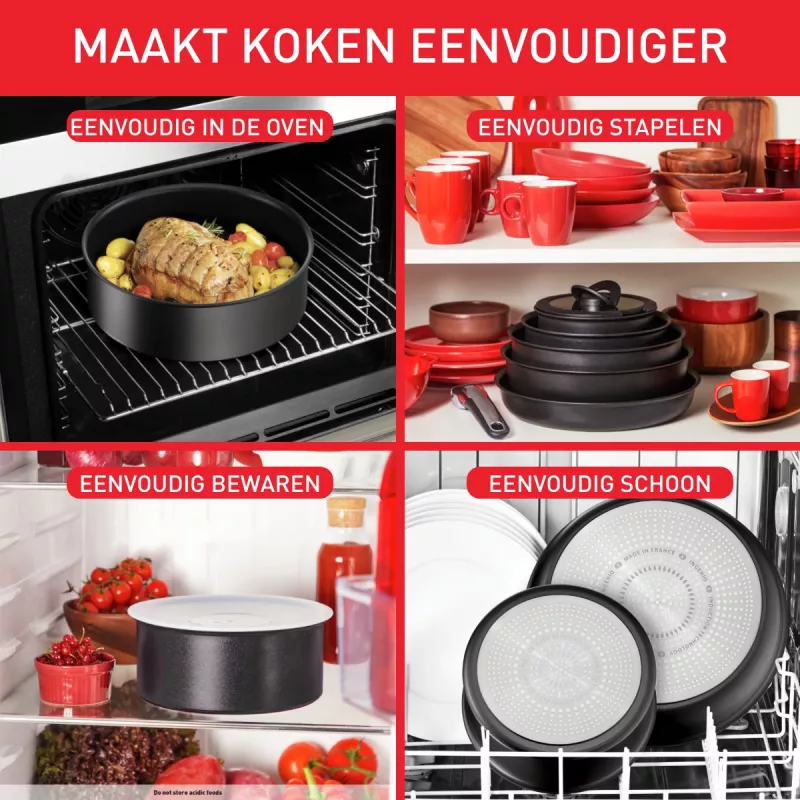 Kochtopf-Set Tefal Ingenio L76391 – Aluminium-Mixset, 4-teilig (Töpfe Ø16/18/20 cm) schwarz