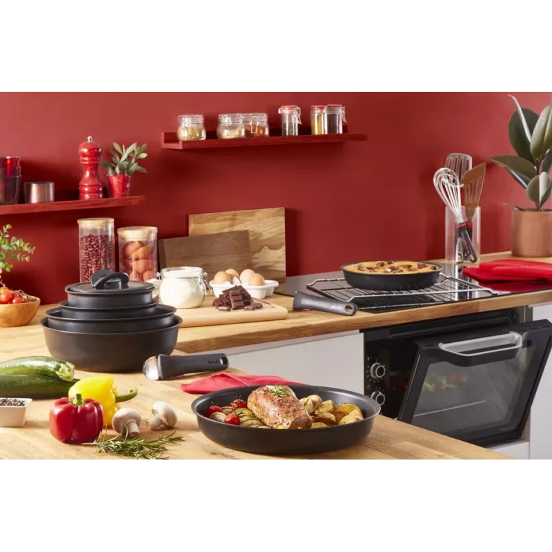 Kochtopf-Set Tefal Ingenio L76391 – Aluminium-Mixset, 4-teilig (Töpfe Ø16/18/20 cm) schwarz