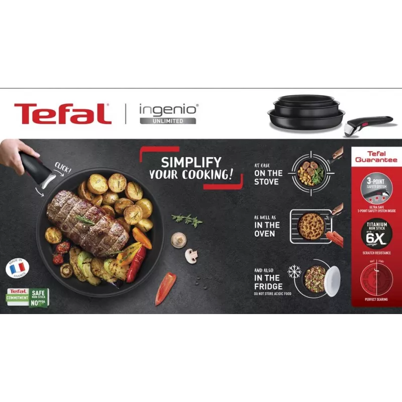 Kochtopf-Set Tefal Ingenio L76391 – Aluminium-Mixset, 4-teilig (Töpfe Ø16/18/20 cm) schwarz