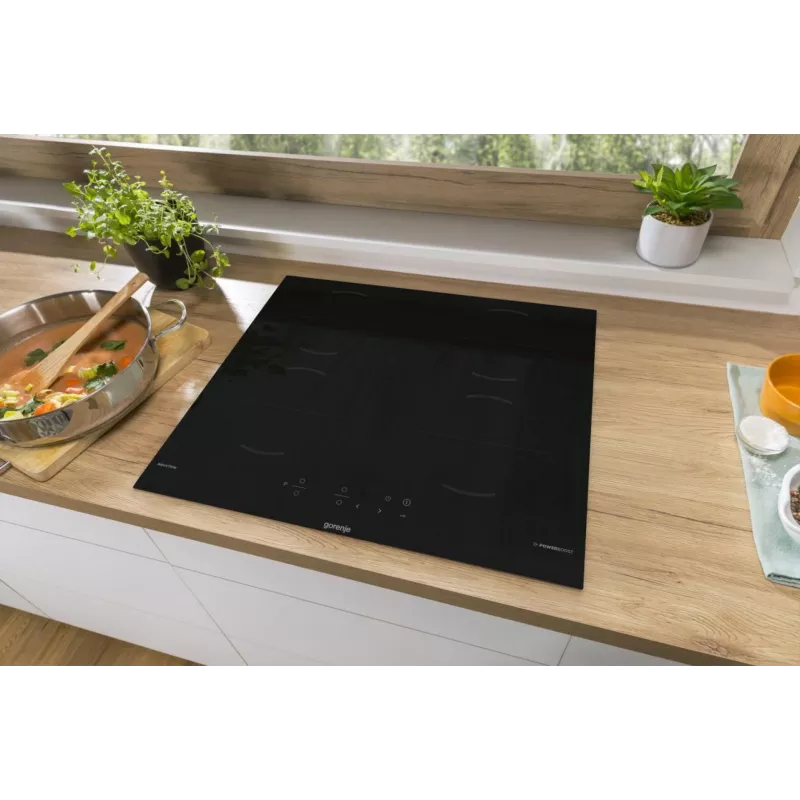 Gorenje Induktionskochfeld GI6401BCE RAL9017, Schwarz, Einbau, 59,5 cm, Zonen-Induktionskochfeld, Glaskeramik, 4 Zone(n)