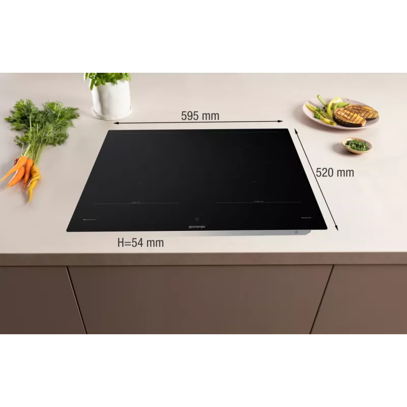 Gorenje Induktionshäll GI6443BSCWF, Schwarz, Einbau, 60 cm, Zonen-Induktionskochfeld, Glaskeramik, 4 Zone(n)