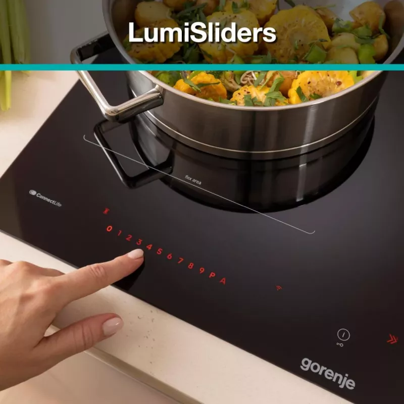 Gorenje Induktionshäll GI6443BSCWF, Schwarz, Einbau, 60 cm, Zonen-Induktionskochfeld, Glaskeramik, 4 Zone(n)