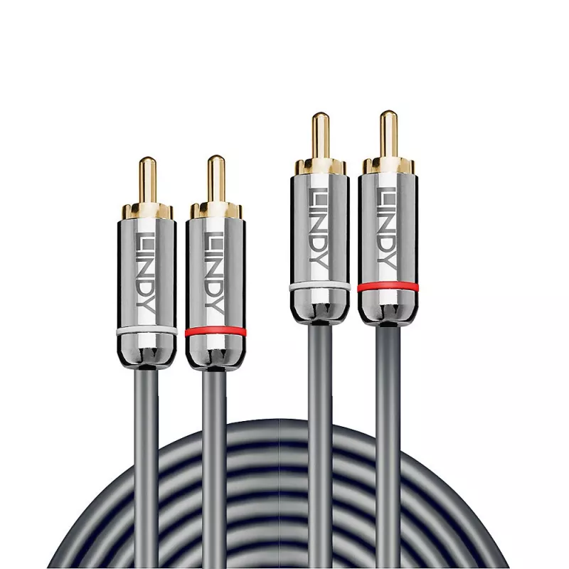 Lindy 0,5 m Dual-Phono-Audiokabel, Cromo Line, 2 x Cinch, Stecker, 2 x Cinch, Stecker, 0,5 m, Anthrazit
