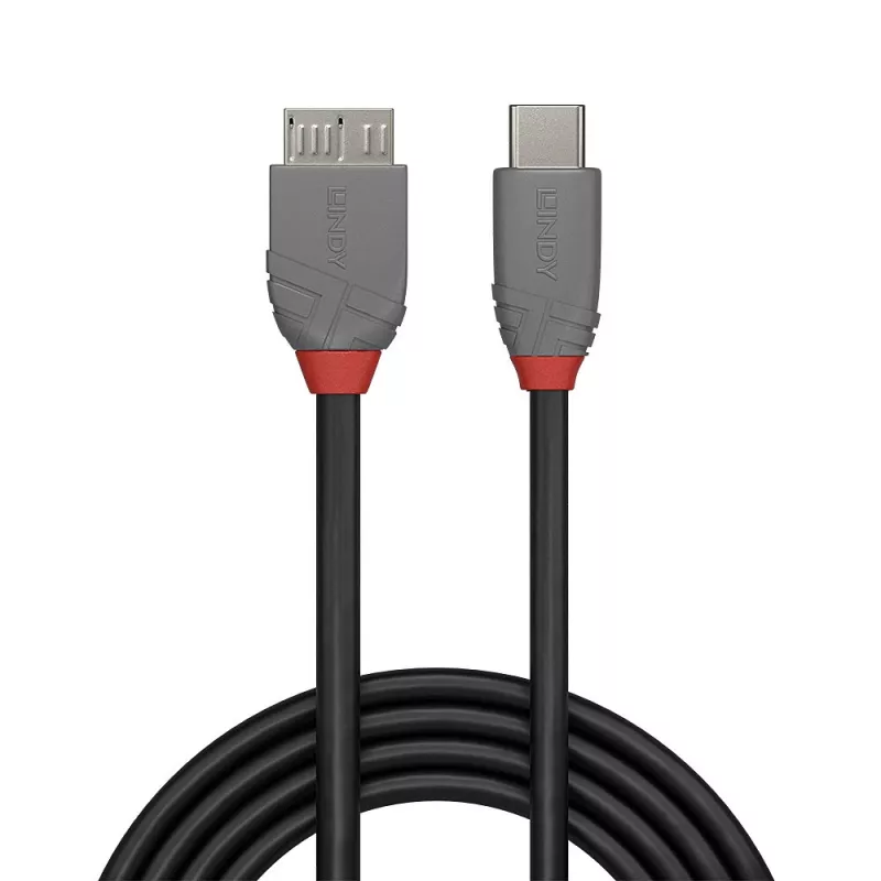 Lindy 1m USB 3.2 Typ C auf Micro-B Kabel, Anthra Line, 1 m, USB C, Micro-USB B, USB 3.2 Gen 1 (3.1 Gen 1), Schwarz