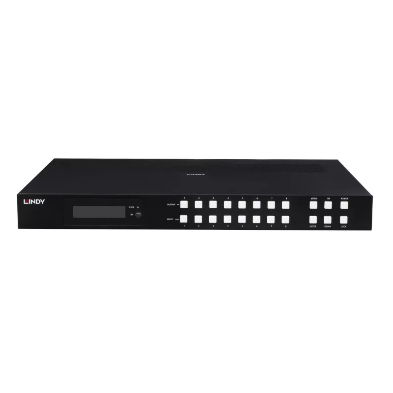Lindy 38434 8x8 HDMI 4K60 nahtlose Multi-View-Matrix mit Videowand-Skalierung
