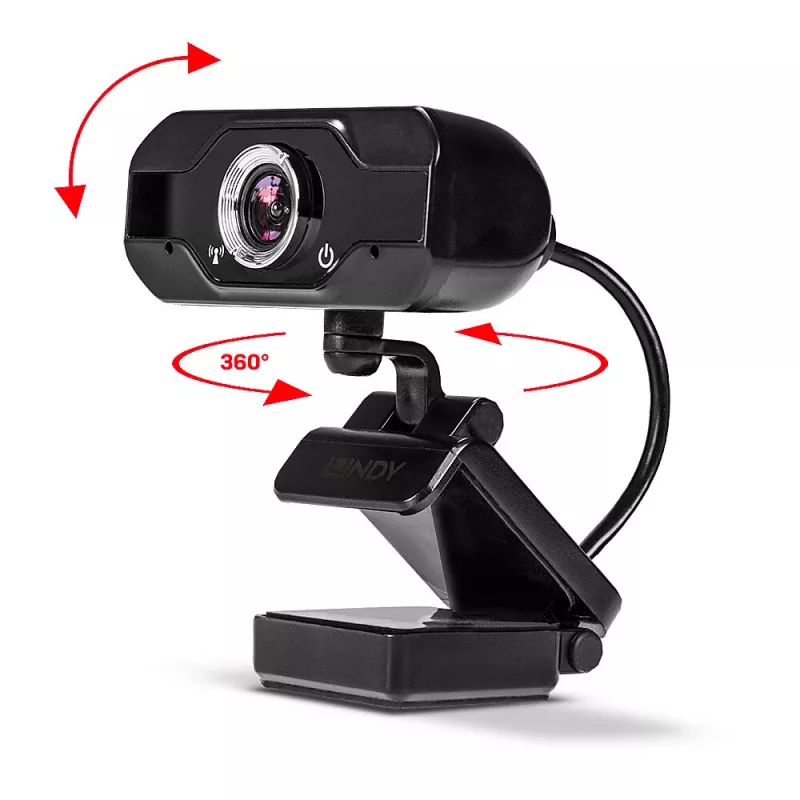 Lindy Full HD 1080p Webcam mit Mikrofon, 1920 x 1080 Pixel, Full HD, 30 fps, Manuell, Auto, 110°