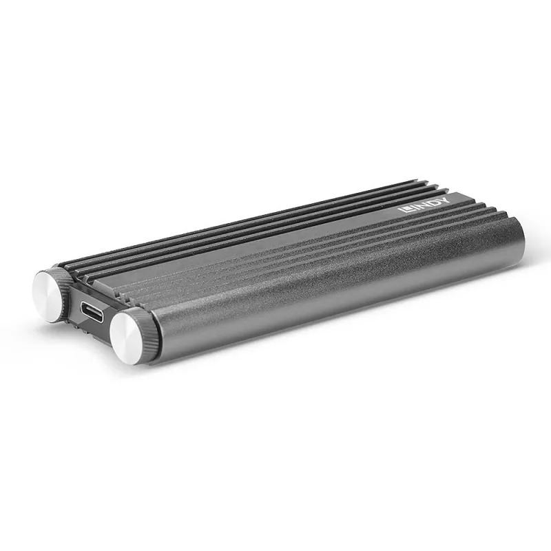 Lindy USB 3.2 Gen 2 x2 NVMe M.2 SSD-Gehäuse, SSD-Gehäuse, M.2, PCI Express, 20 Gbit/s, USB-Anschluss, Silber