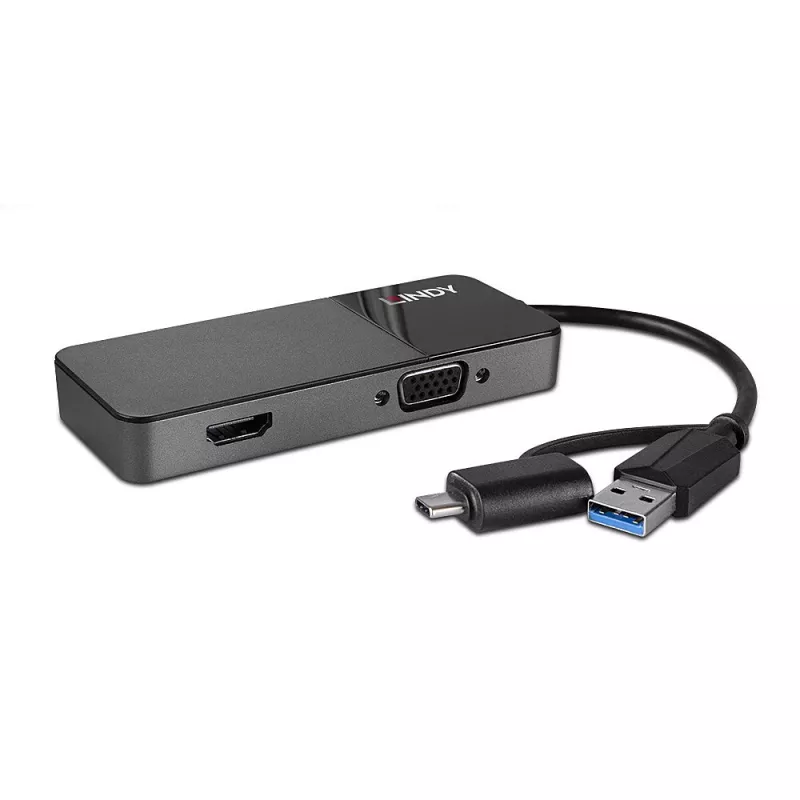Lindy 43354 Laptop-Dockingstation/USB-Port-Replikator USB 3.2 Gen 1 (3.1 Gen 1) Typ-A + Typ-C Schwarz