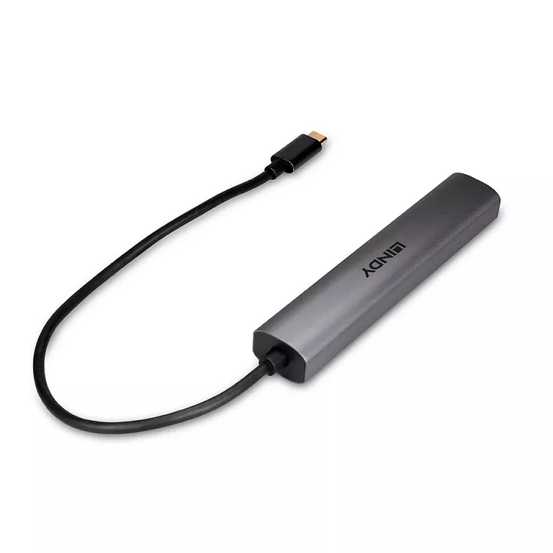 Lindy 43385 Schnittstellen-Hub USB Type-C 10000 Mbit/s Grau