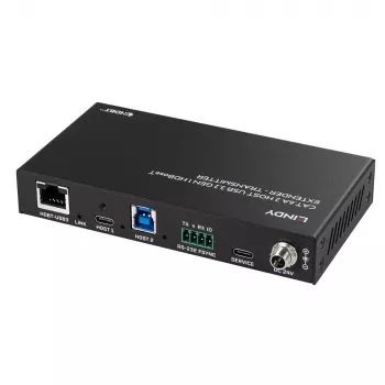 Lindy 100m Cat.6A 2 Host USB 3.2 Gen 1 HDBaseT Extender, Netzwerk-Sender & -Empfänger, 100 m, 480 Mbit/s, Cat6a, VS6320, Phosphorbronze