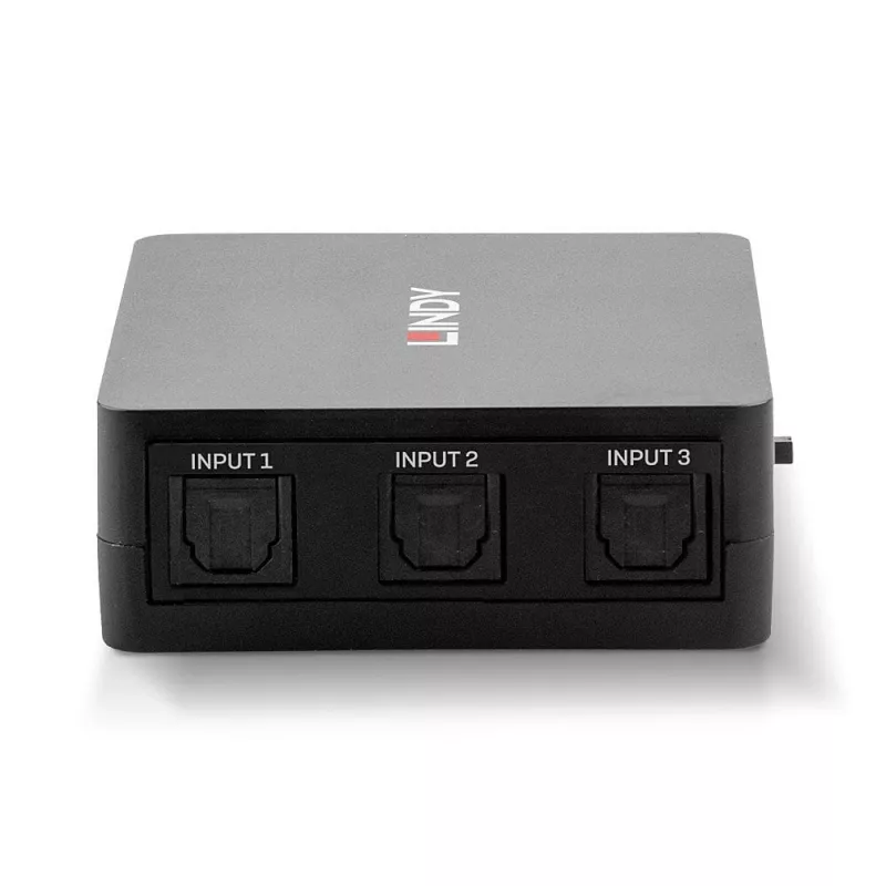 Lindy 3-Port TosLink (optischer) digitaler Audio-Umschalter, Schwarz, Kunststoff, 54 mm, 60 mm, 20 mm, 37 g