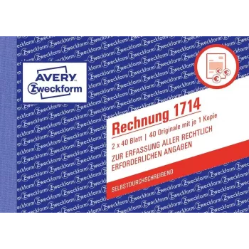 Buchhaltungsformular/-buch AVERY 1714 A6 40 Seiten