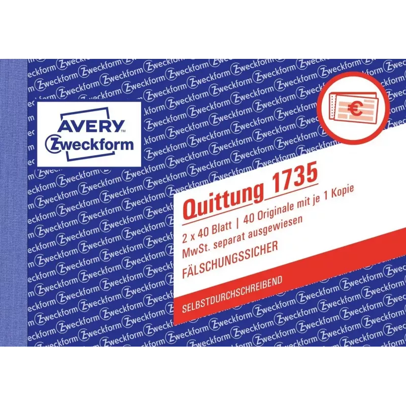 Buchhaltungsformularbuch AVERY 1735-5 A6 40 Seiten
