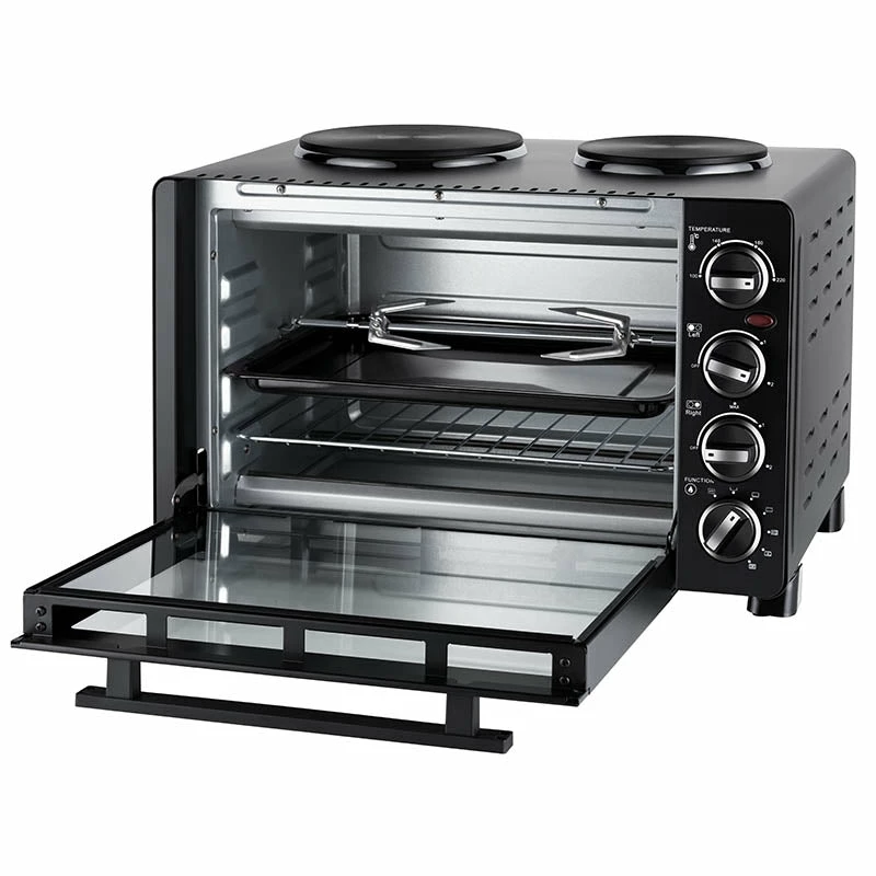 Unold Small kitchen all in one, Freistehender Herd, Schwarz, Drehregler, Schwarz, Metall, Glas