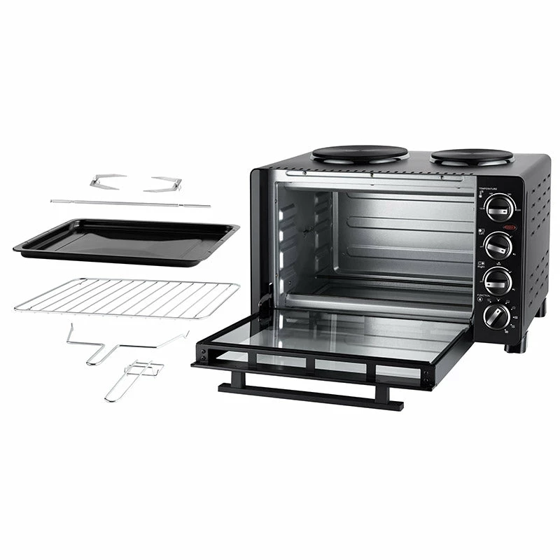 Unold Small kitchen all in one, Freistehender Herd, Schwarz, Drehregler, Schwarz, Metall, Glas