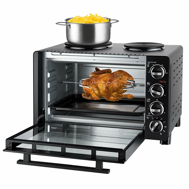 Unold Small kitchen all in one, Freistehender Herd, Schwarz, Drehregler, Schwarz, Metall, Glas