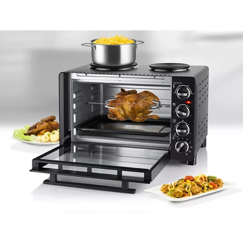 Unold Small kitchen all in one, Freistehender Herd, Schwarz, Drehregler, Schwarz, Metall, Glas