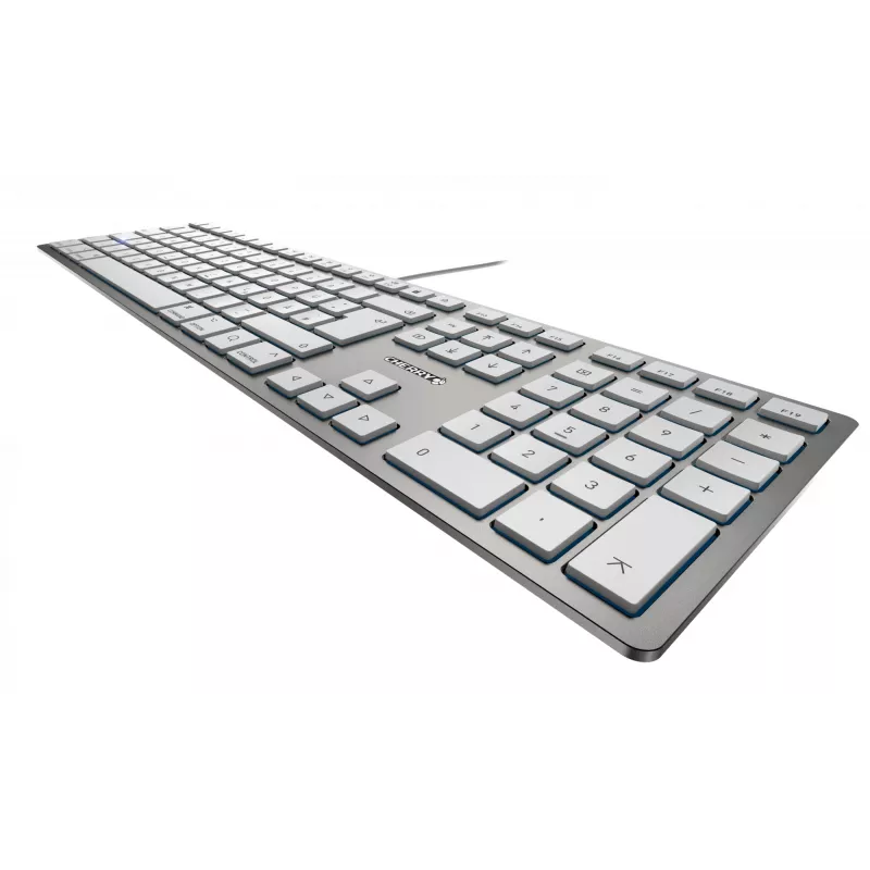 CHERRY KC 6000 schlank FOR MAC Kabelgebundene Tastatur, Silber/Weiß, USB (QWERTY – UK)