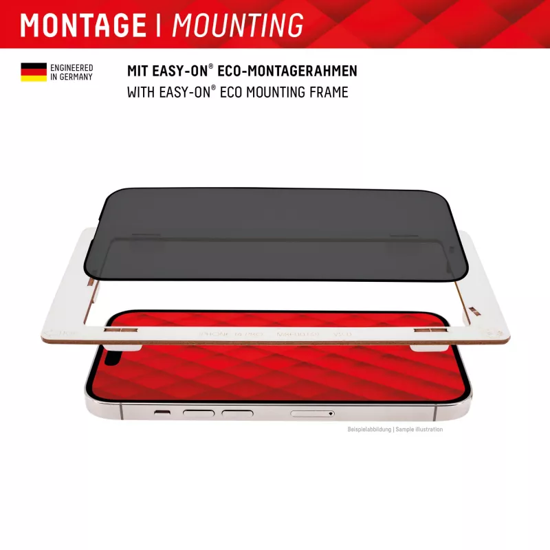 Displex Privacy Screen Protector (10H) für Samsung Galaxy S22/S23, Eco Montagerahmen, Blickschutzfilter