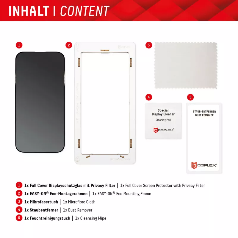 Displex Privacy Screen Protector (10H) für Samsung Galaxy S22/S23, Eco Montagerahmen, Blickschutzfilter