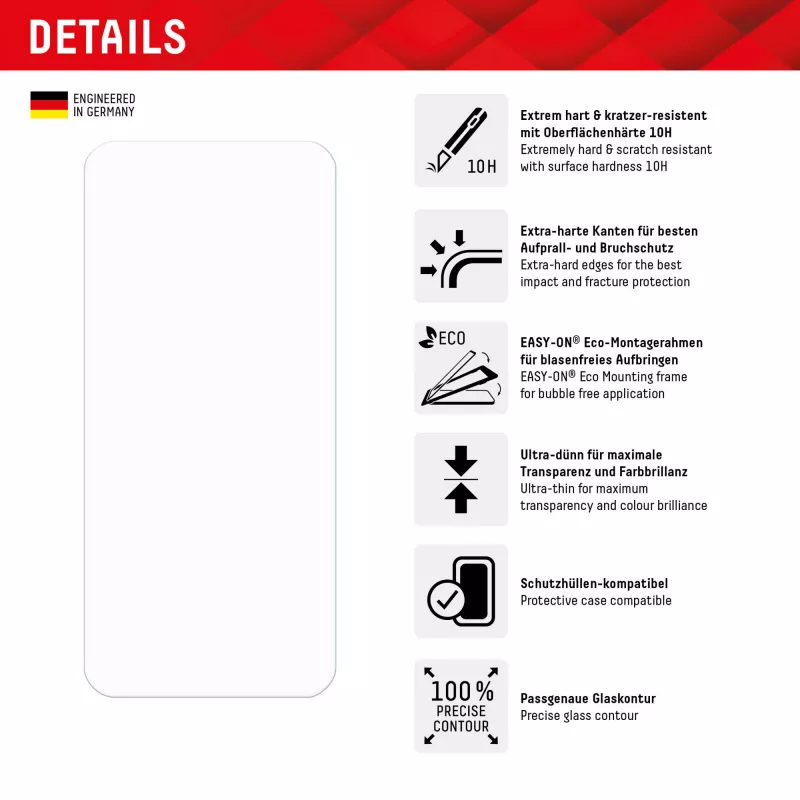 Displex Displayschutzfolie + Hülle für Samsung Galaxy A54 5G gehärtetes Glas