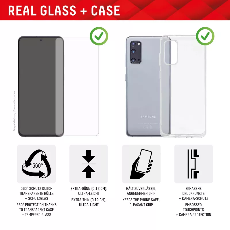 Displex Displayschutzfolie + Hülle für Samsung Galaxy A54 5G gehärtetes Glas