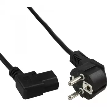 InLine Netzkabel, CEE 7/7 gewinkelt / 3-polig IEC C13 links gewinkelt, schwarz, 1,8 m