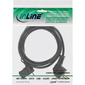 InLine Netzkabel, CEE 7/7 gewinkelt / 3-polig IEC C13 links gewinkelt, schwarz, 1,8 m