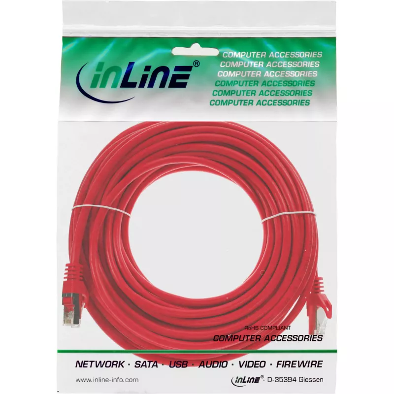 InLine Patchkabel F/UTP Cat.5e rot 5m, 5 m, Cat5e, F/UTP (FTP), RJ-45, RJ-45, Rot