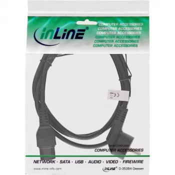 InLine Netzkabel, CEE7/7 gewinkelt auf C15 gerade, 3 x 1mm², schwarz, 3m