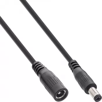 InLine DC-Verlängerungskabel, DC-Stecker Stecker/Buchse 5,5x2,1mm, schwarz, 1m