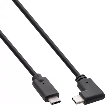 InLine USB 3.2 Gen.2 Kabel, USB-C Stecker/Stecker abgewinkelt, schwarz, 0,5m